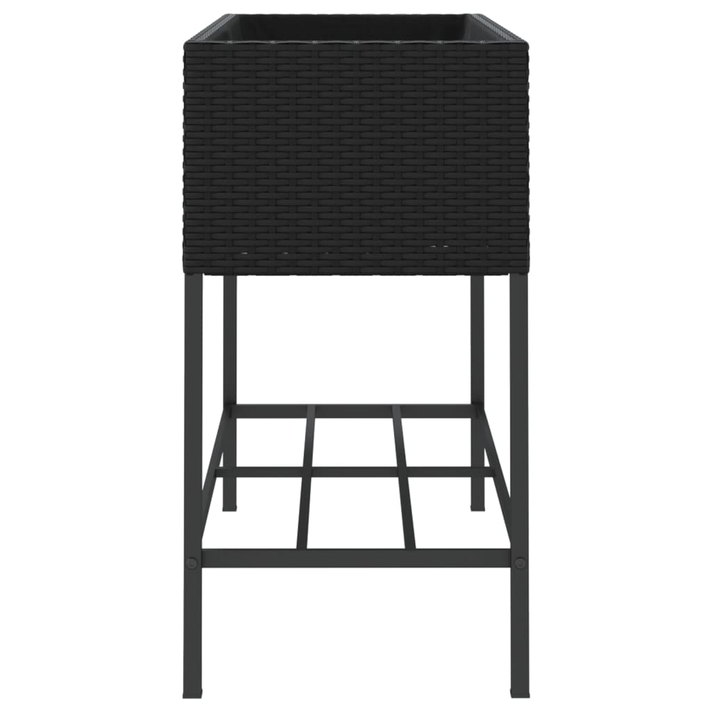 vidaXL Hochbeete mit Ablage 2 Stk. Schwarz 90x40x75 cm Poly Rattan