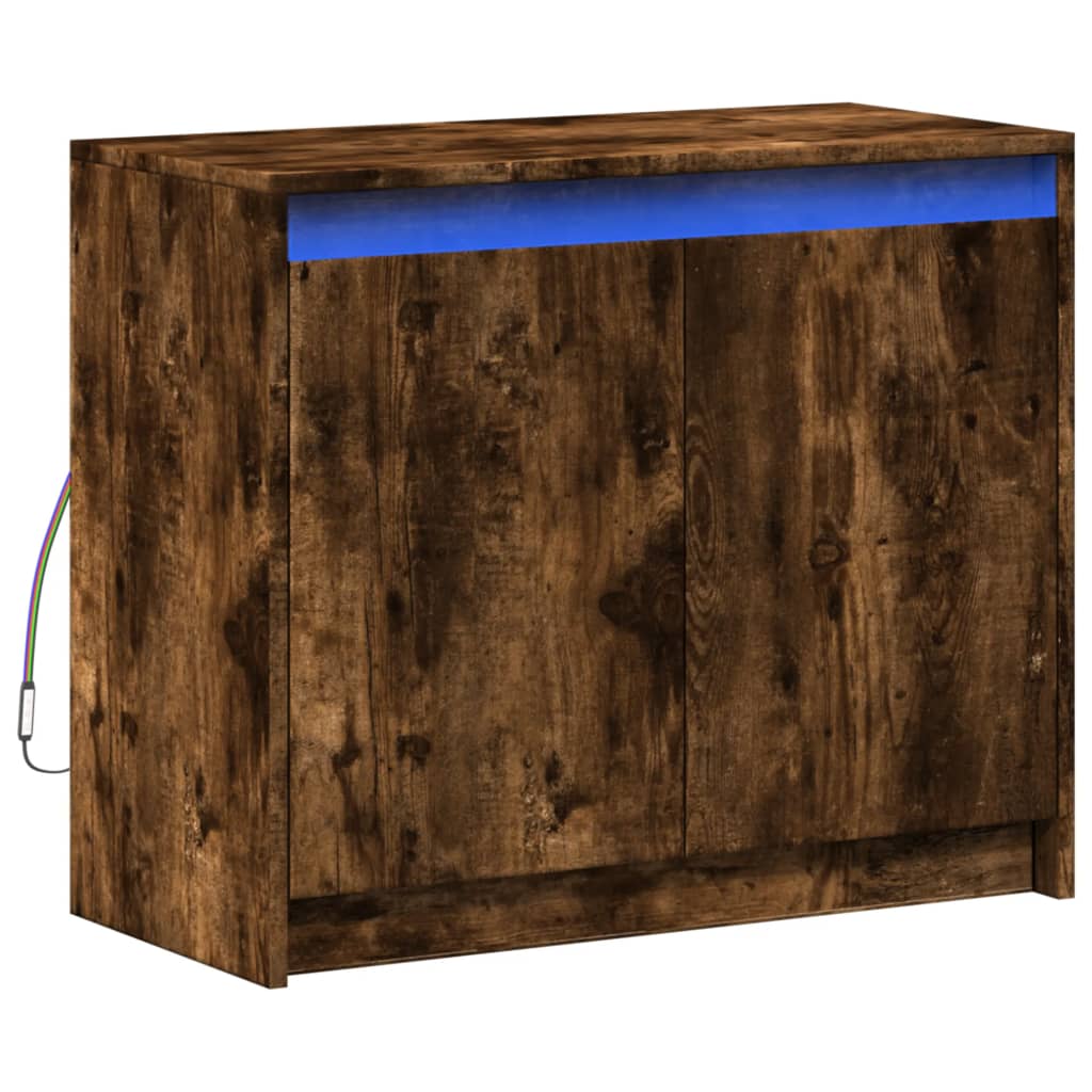 vidaXL LED-Sideboard Räuchereiche 72x34x61 cm Holzwerkstoff