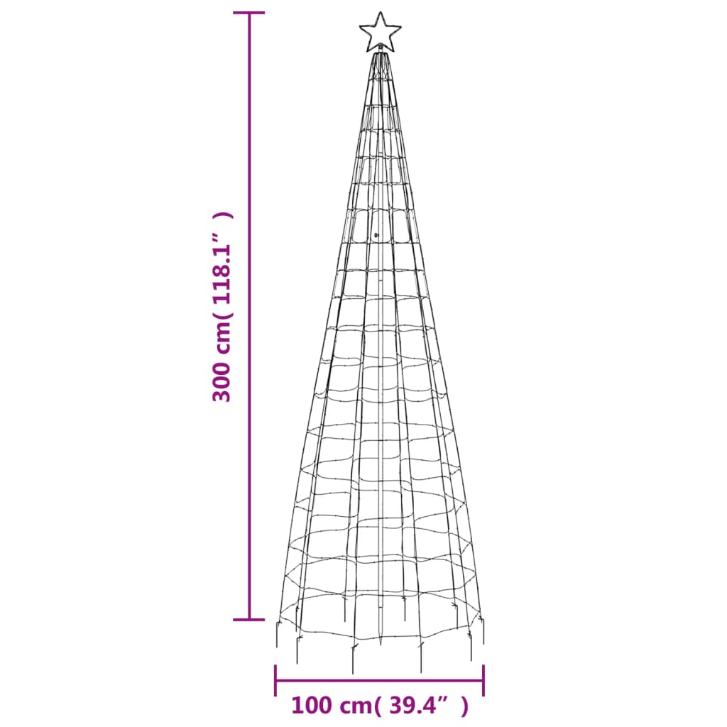 vidaXL LED-Weihnachtsbaum mit Erdspießen 570 LEDs Kaltweiß 300 cm