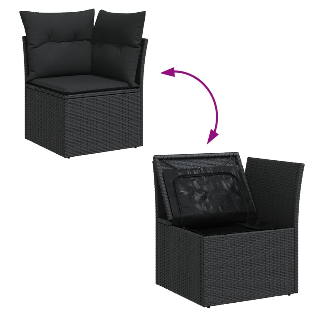 vidaXL 4-tlg. Garten-Sofagarnitur mit Kissen Schwarz Poly Rattan