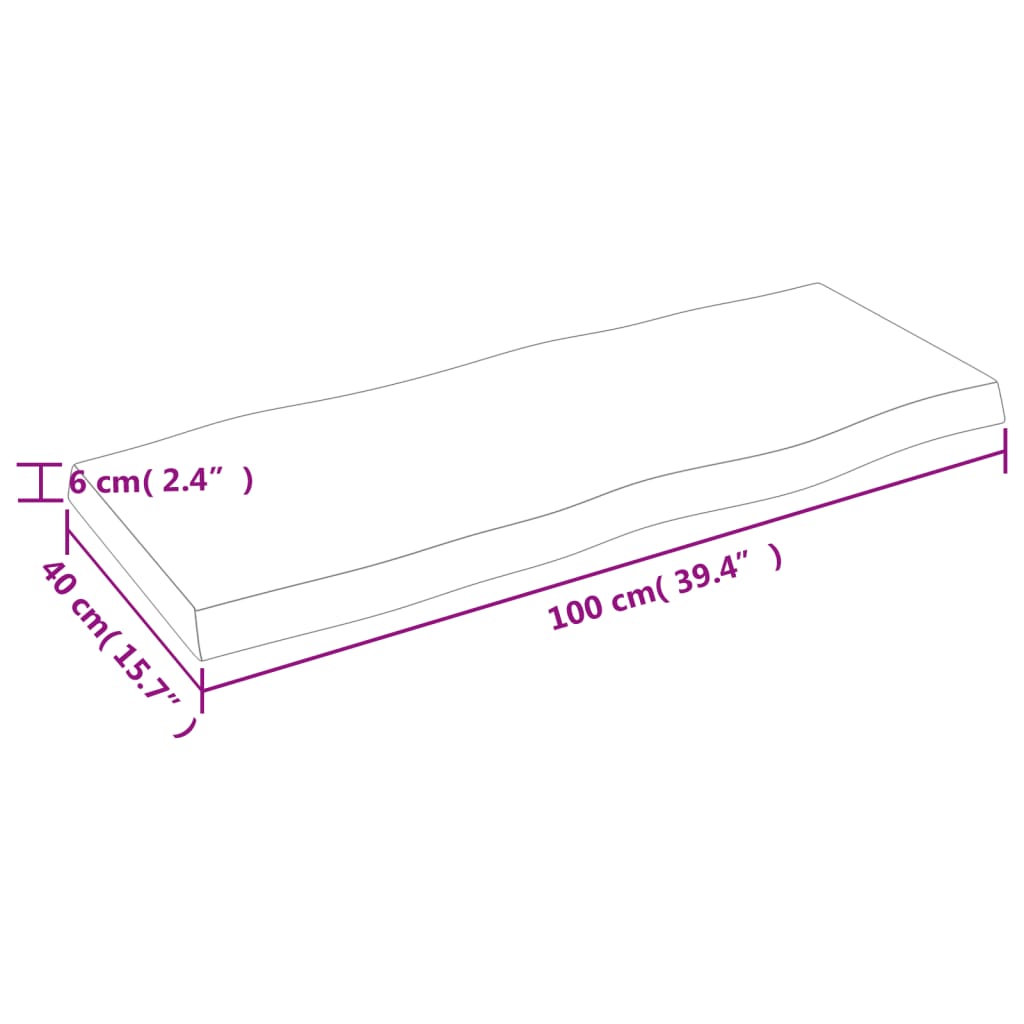 vidaXL Tischplatte 100x40x(2-6) cm Massivholz Behandelt Baumkante