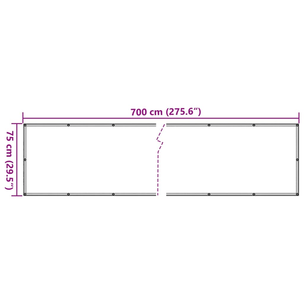 vidaXL Balkon-Sichtschutz Grau 700x75 cm PVC