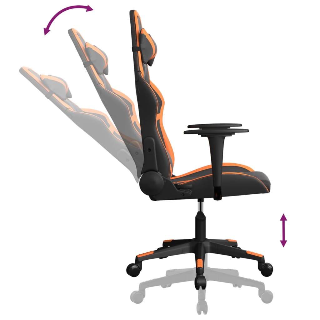 vidaXL Gaming-Stuhl mit Massagefunktion Schwarz und Orange Kunstleder