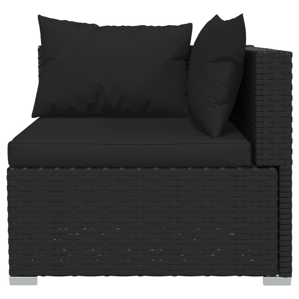 vidaXL 8-tlg. Garten-Lounge-Set mit Kissen Poly Rattan Schwarz