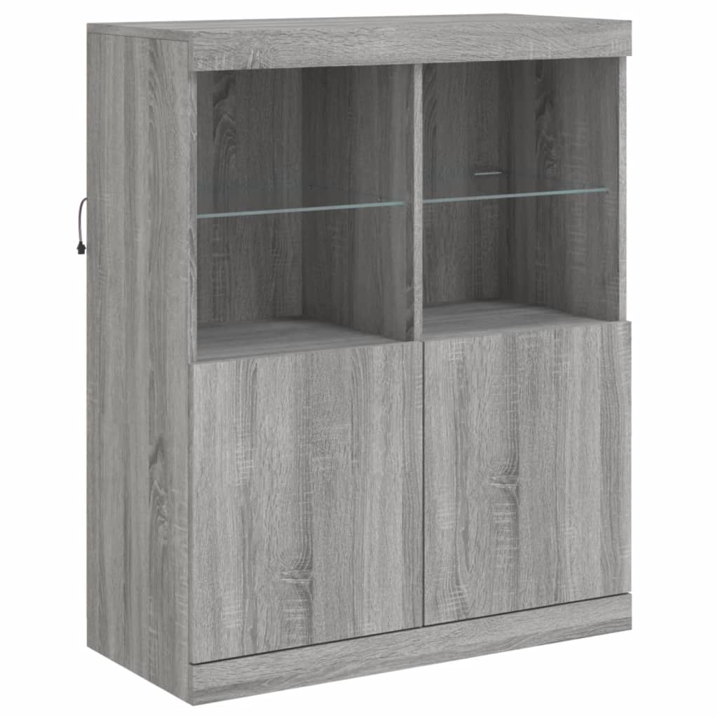 vidaXL Sideboard mit LED-Leuchten Grau Sonoma 283x37x100 cm