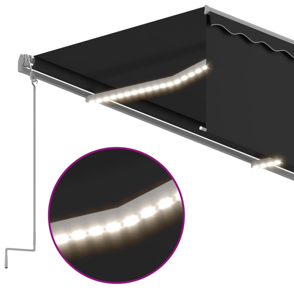 vidaXL Markise Manuell Einziehbar mit Rollo & LED 5x3 m Anthrazit