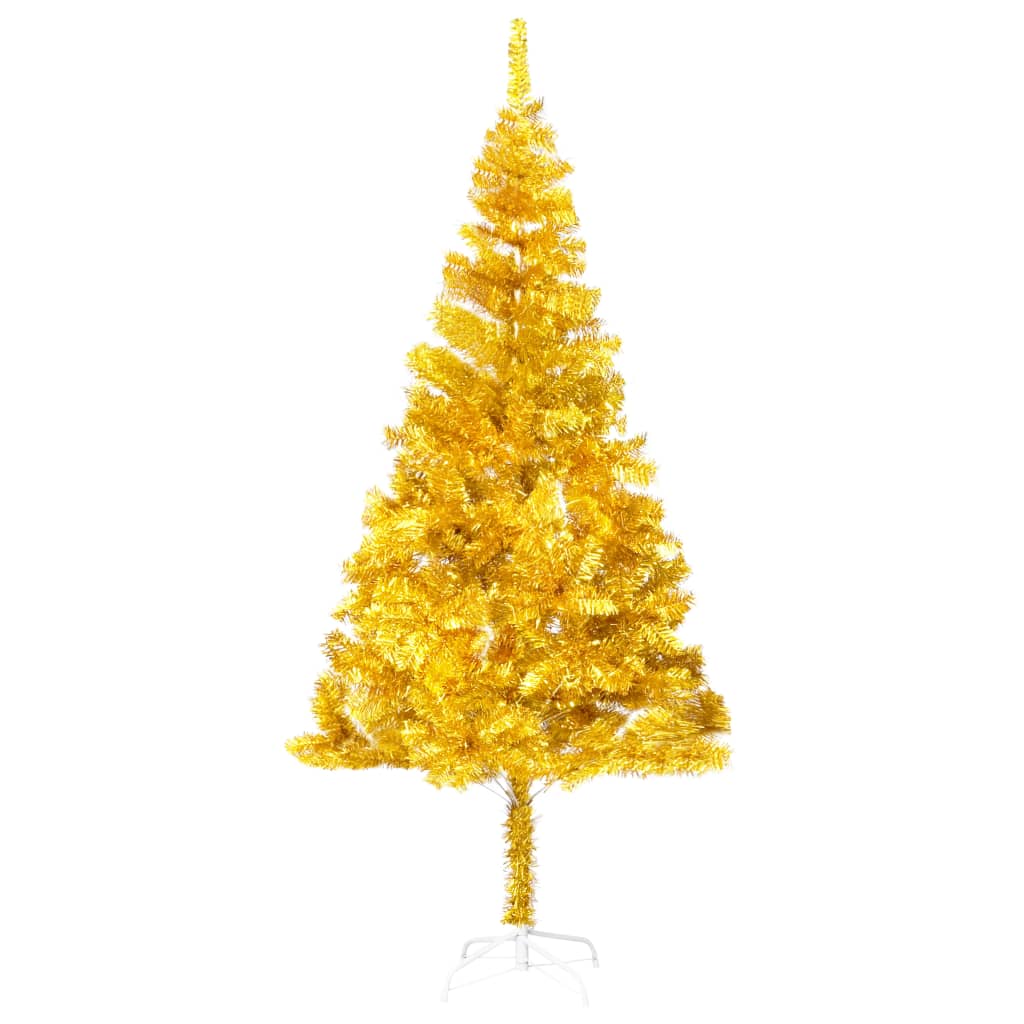 vidaXL Künstlicher Weihnachtsbaum Beleuchtung & Kugeln Gold 210 cm