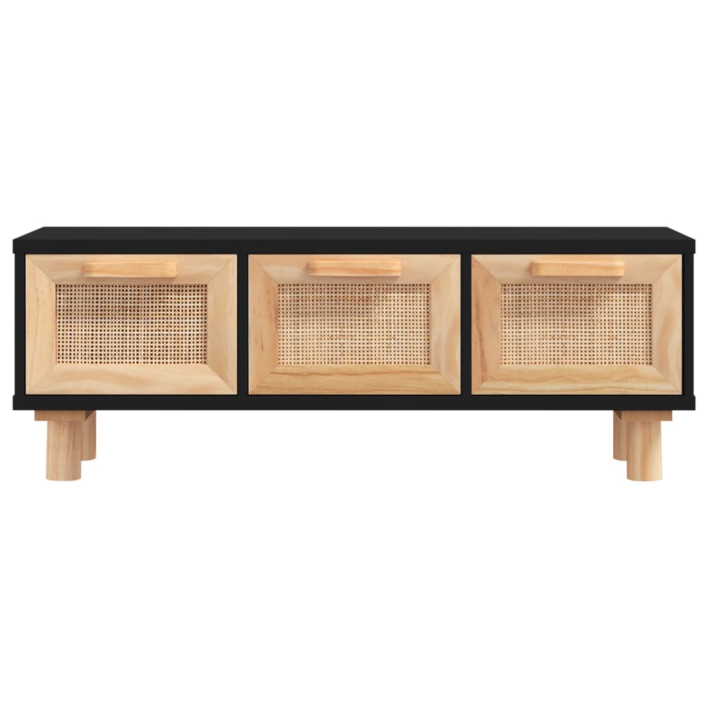 vidaXL Couchtisch Schwarz 80x40x30 cm Holzwerkstoff Massivholz Kiefer