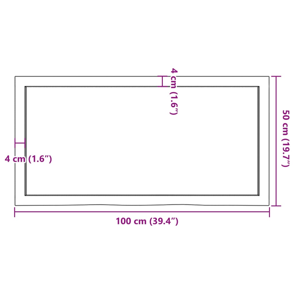 vidaXL Waschtischplatte Hellbraun 100x50x(2-4) cm Massivholz Behandelt