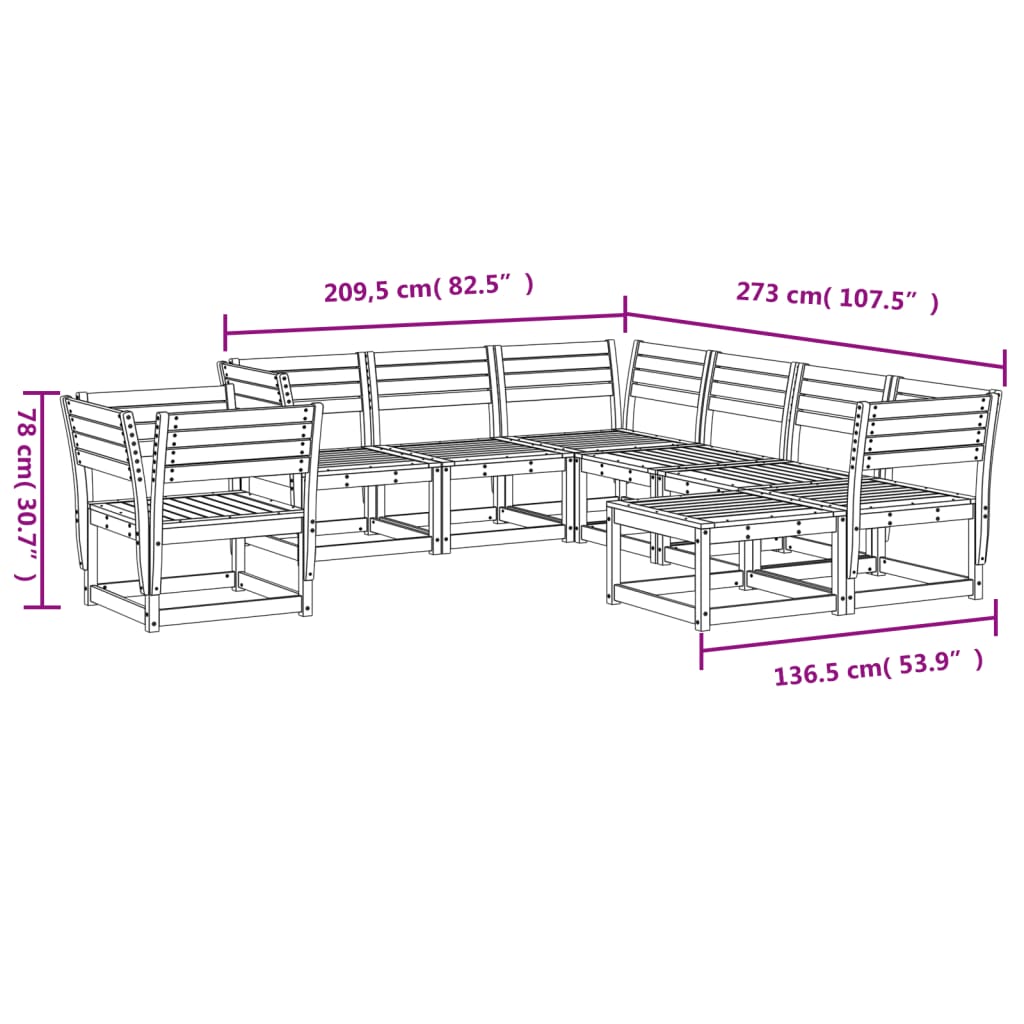 vidaXL 8-tlg. Garten-Lounge-Set Massivholz Douglasie