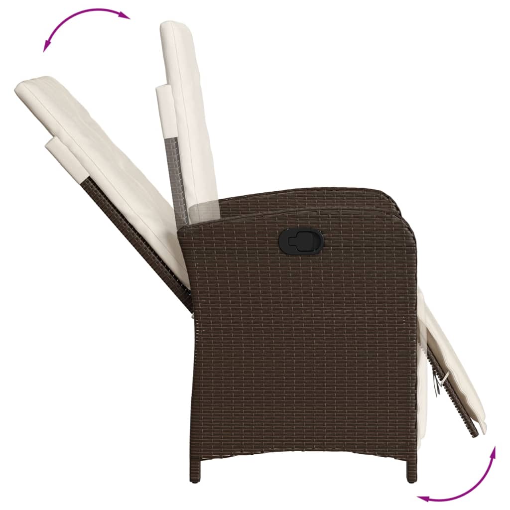 vidaXL 7-tlg. Garten-Essgruppe mit Kissen Braun Poly Rattan