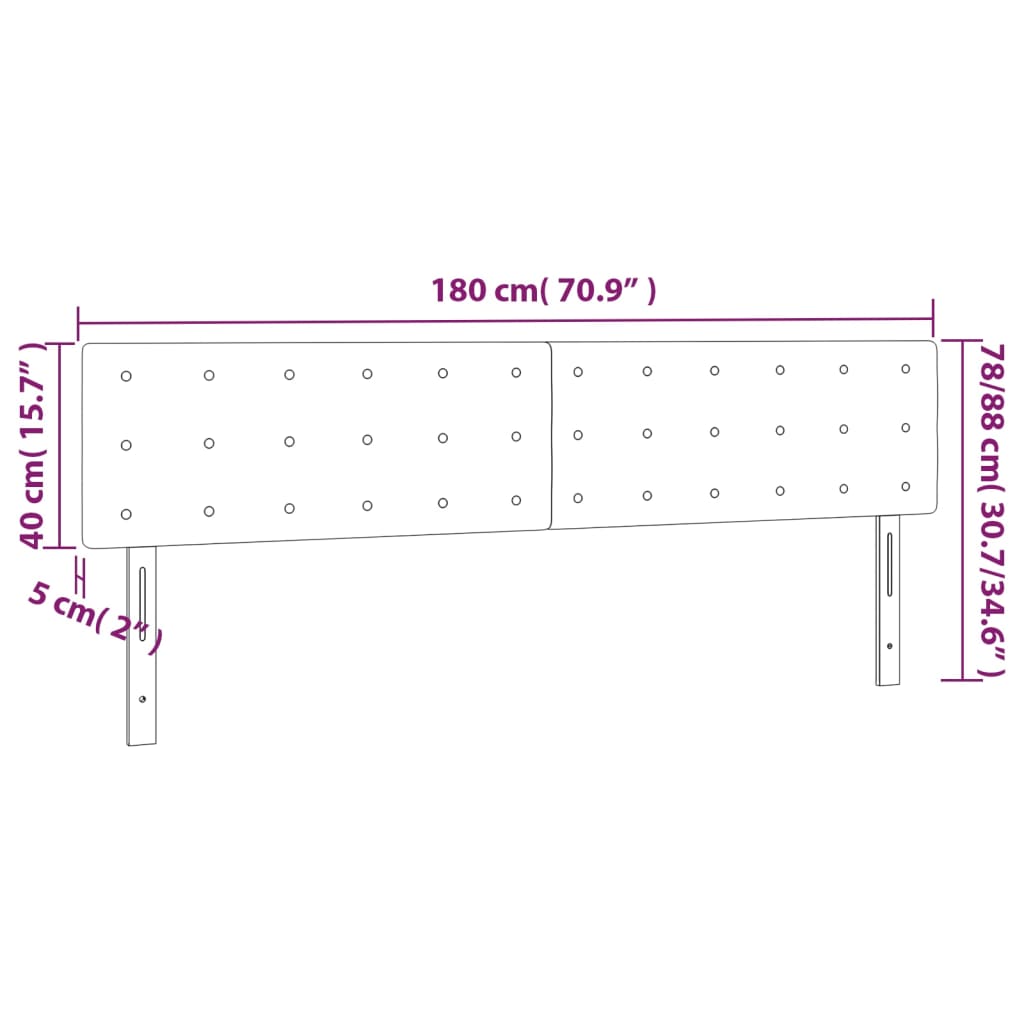 vidaXL LED Kopfteil Hellgrau 180x5x78/88 cm Samt