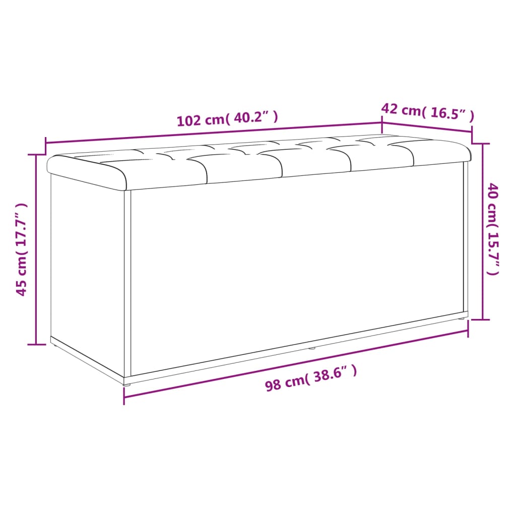 vidaXL Sitzbank mit Stauraum Braun Eiche 102x42x45 cm Holzwerkstoff