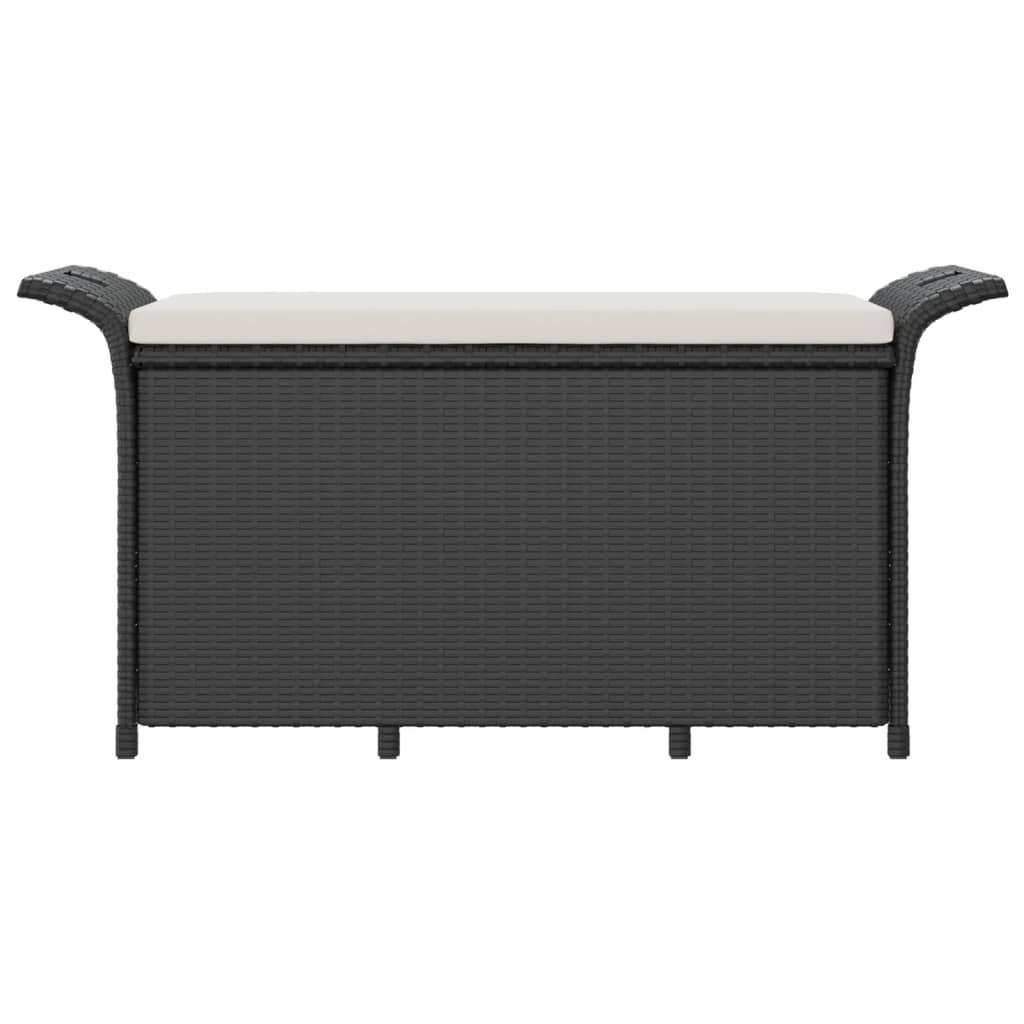 vidaXL Gartenbank mit Kissen Schwarz 116x46x57 cm Poly Rattan