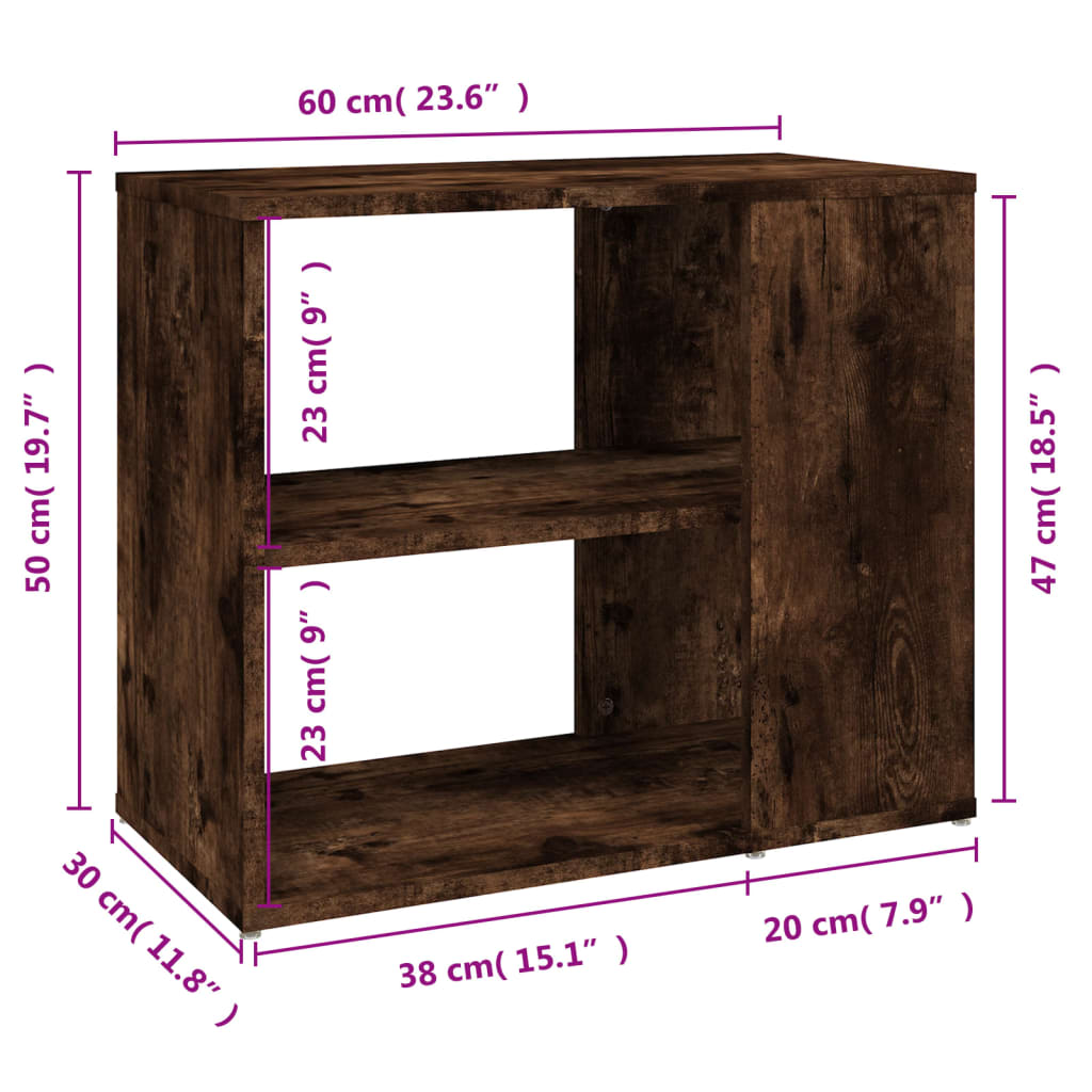 vidaXL Beistelltisch Räuchereiche 60x30x50 cm Holzwerkstoff