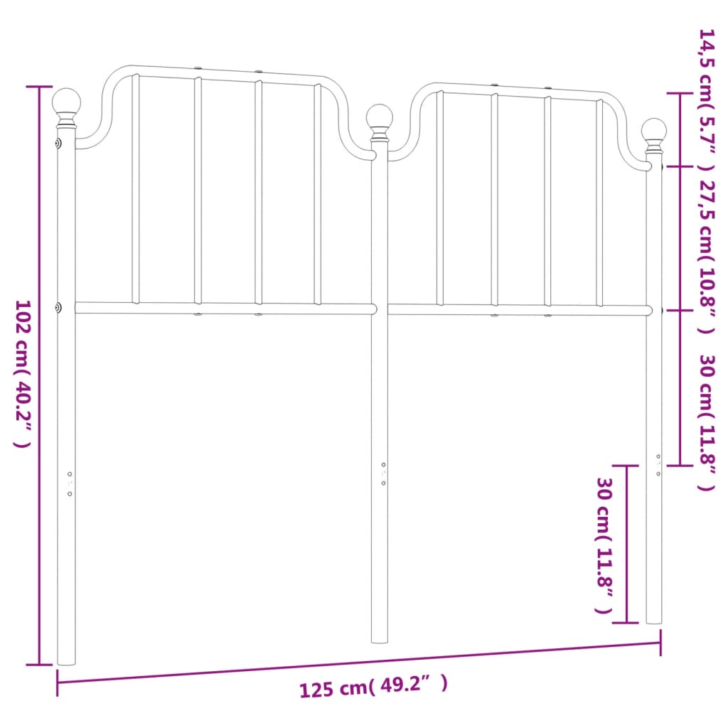 vidaXL Kopfteil Metall Schwarz 120 cm