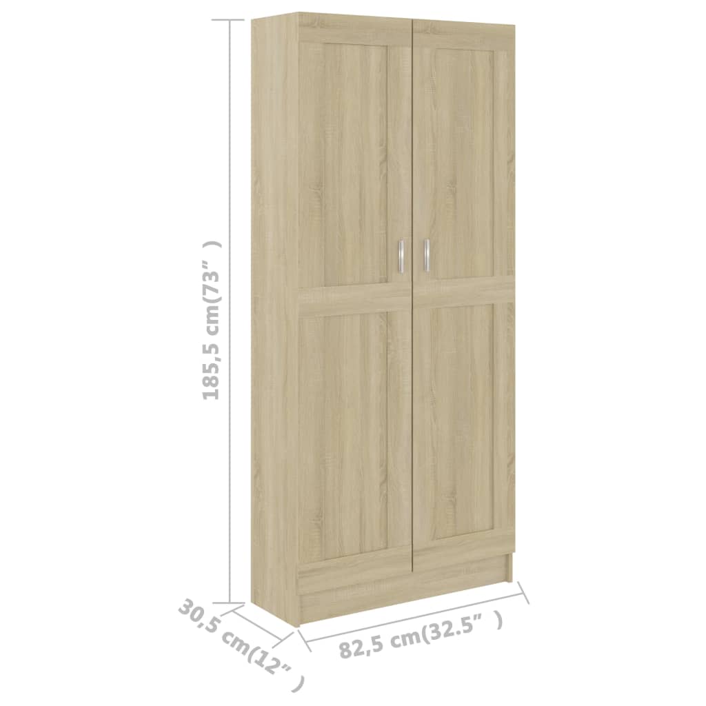 vidaXL Bücherschrank Sonoma-Eiche 82,5x30,5x185,5 cm Holzwerkstoff