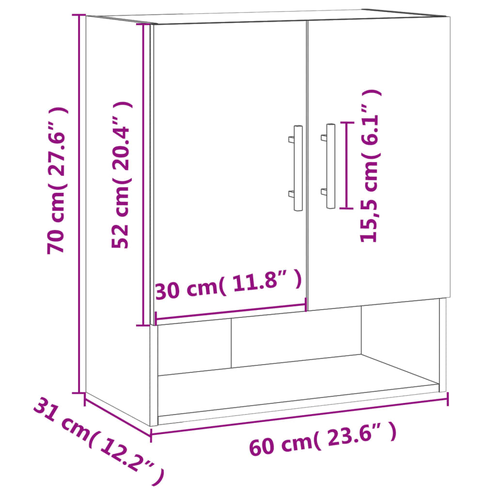 vidaXL Wandschrank Braun Eichen-Optik 60x31x70 cm Holzwerkstoff