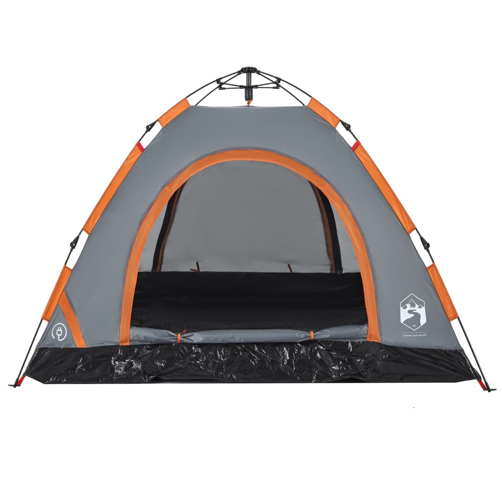 vidaXL Campingzelt 3 Personen Grau und Orange Quick Release