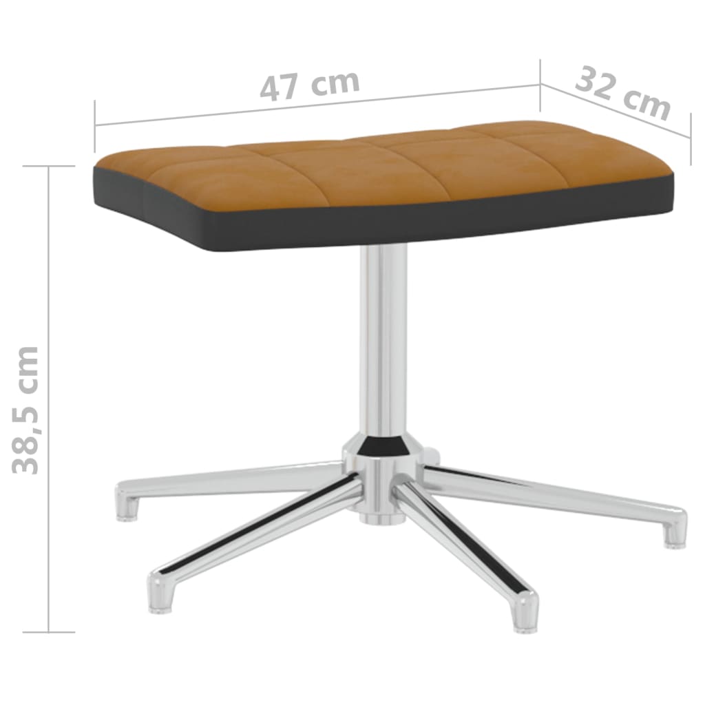 vidaXL Relaxsessel mit Hocker Braun Samt und PVC