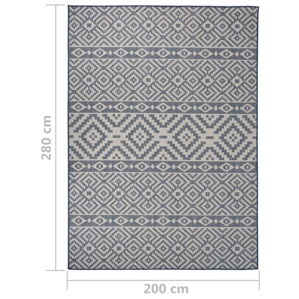 vidaXL Outdoor-Teppich Flachgewebe 200x280 cm Blau Gestreift