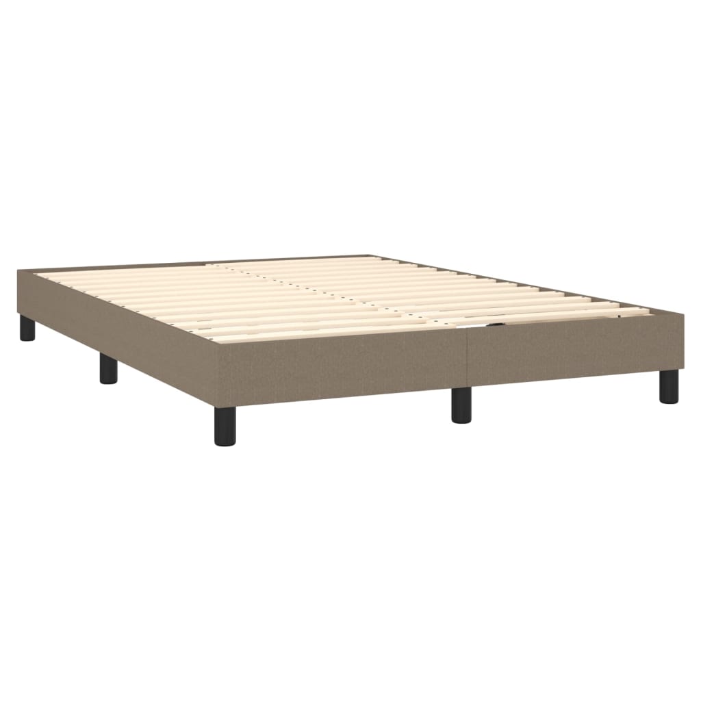 vidaXL Boxspringbett mit Matratze & LED Taupe 140x200 cm Stoff