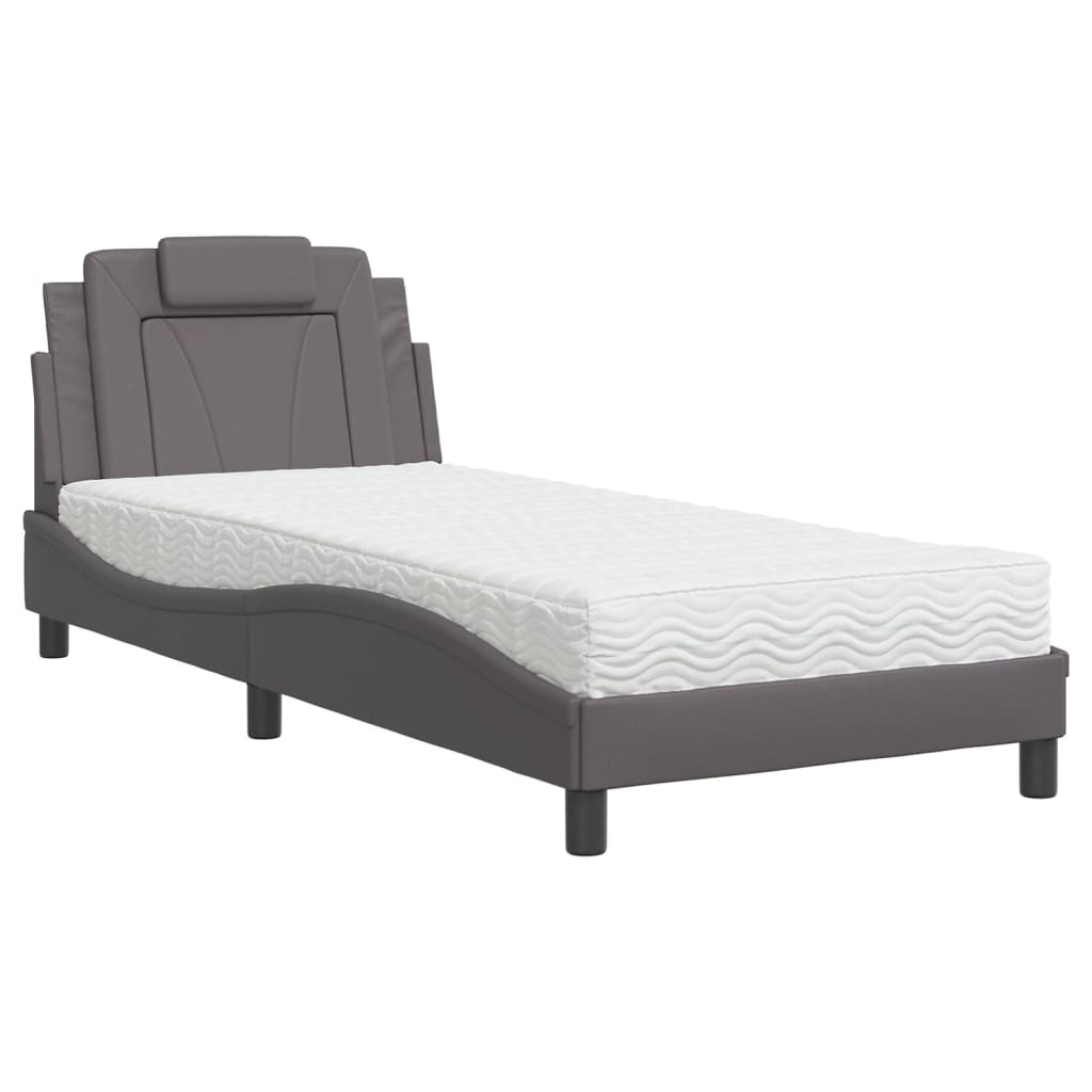 vidaXL Bett mit Matratze Grau 80x200 cm Kunstleder