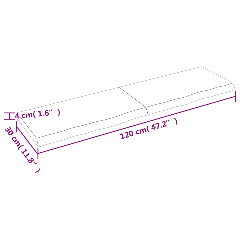 vidaXL Waschtischplatte Dunkelbraun 120x30x(2-4)cm Massivholz