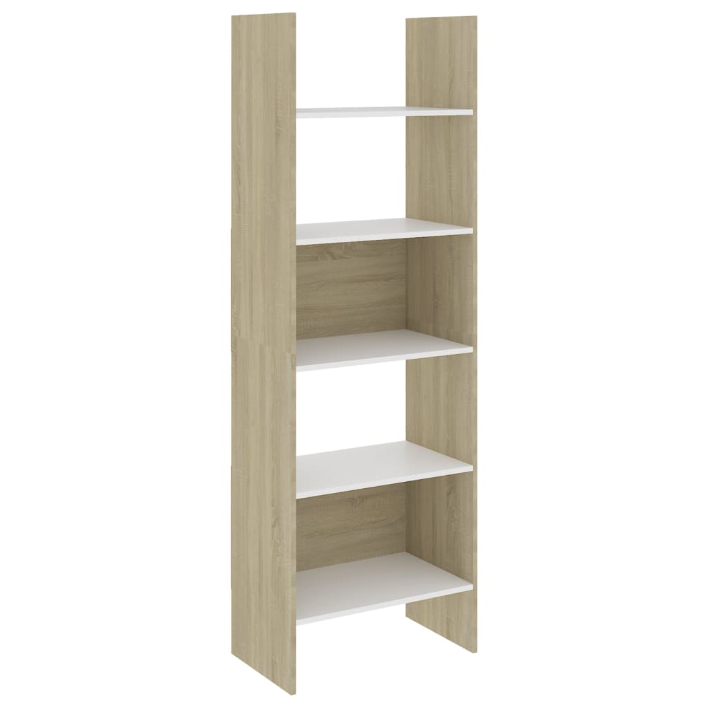 vidaXL Bücherregal Weiß und Sonoma-Eiche 60x35x180 cm Holzwerkstoff