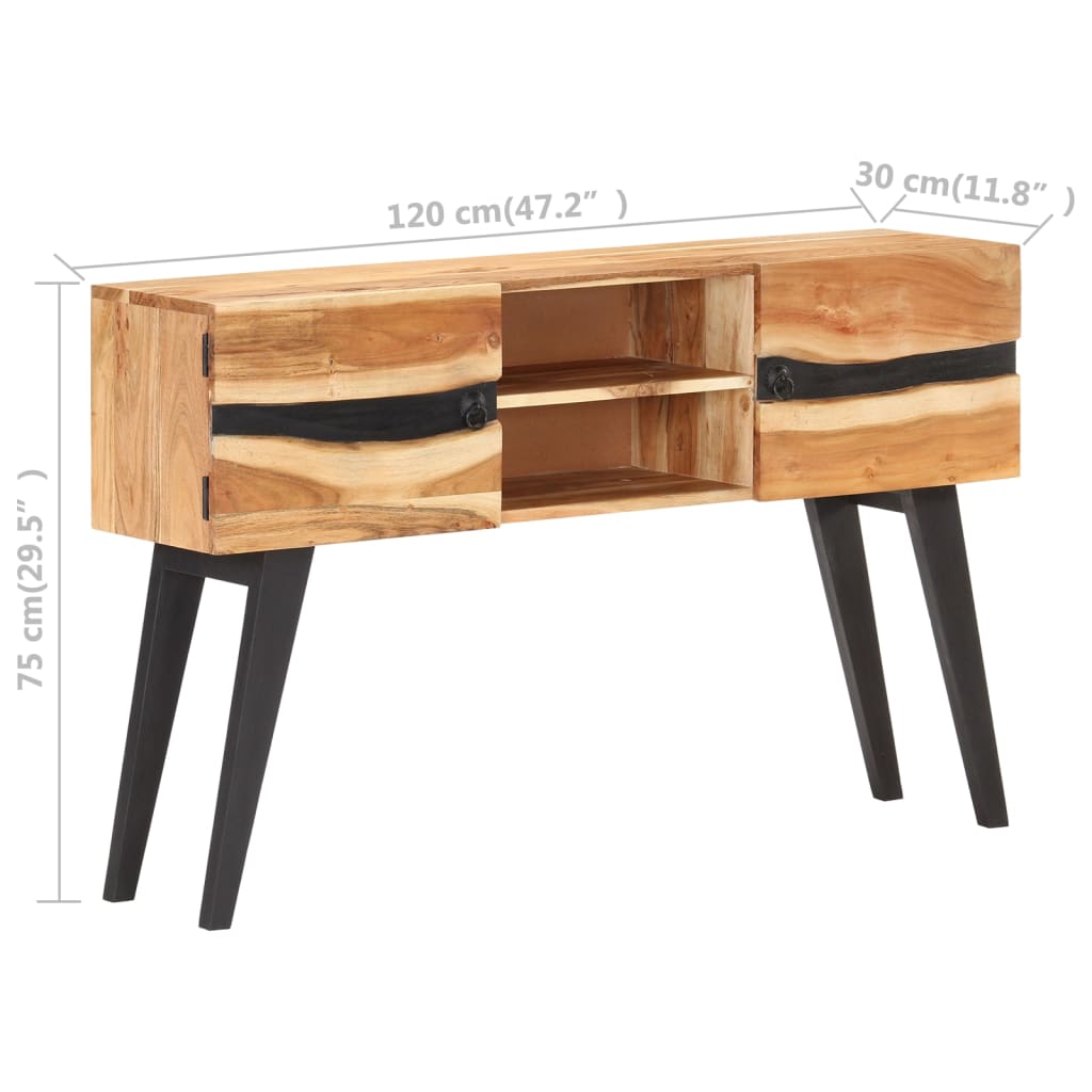 vidaXL Sideboard 120x30x75 cm Akazie Massivholz