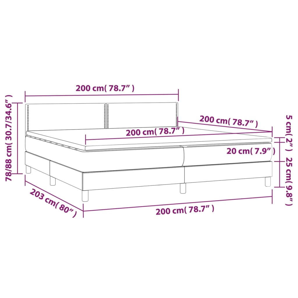 vidaXL Boxspringbett mit Matratze Grau 200x200 cm Kunstleder