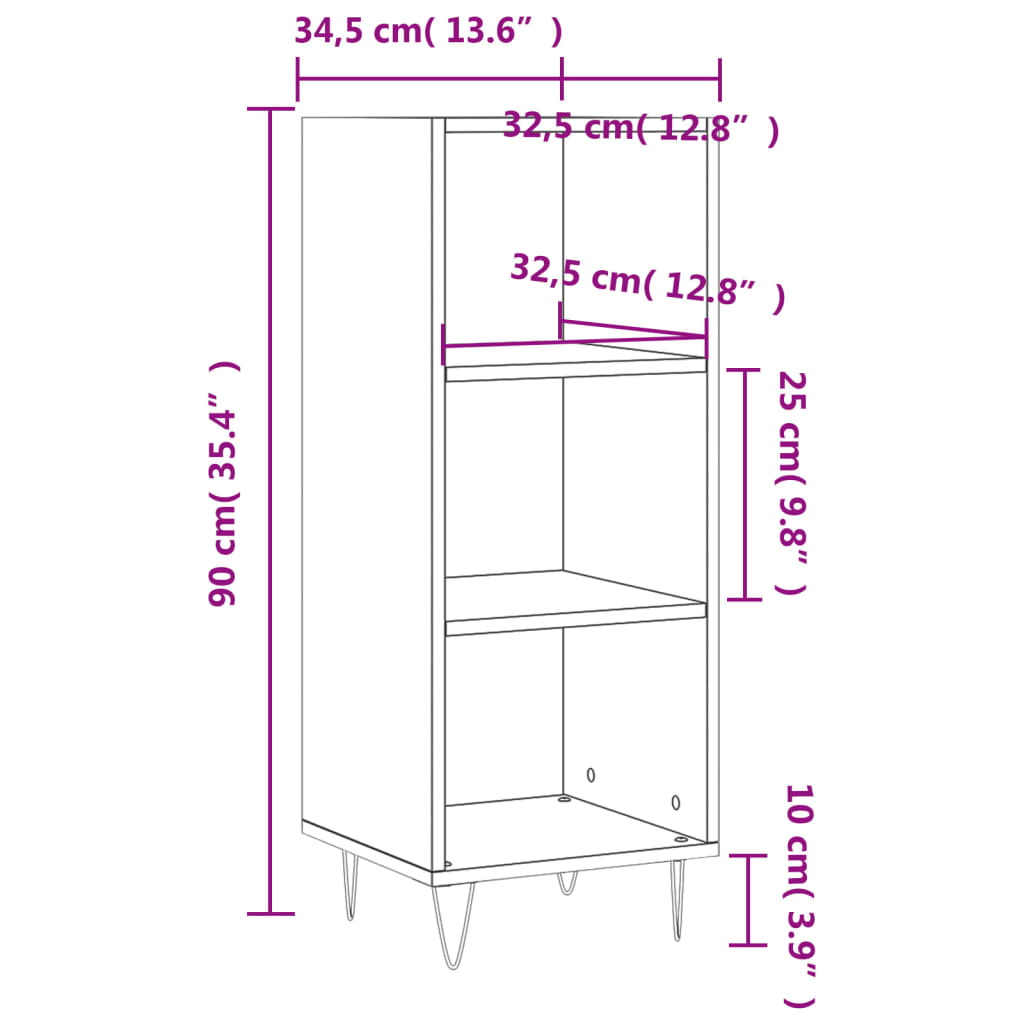 vidaXL Sideboard Betongrau 34,5x32,5x90 cm Holzwerkstoff