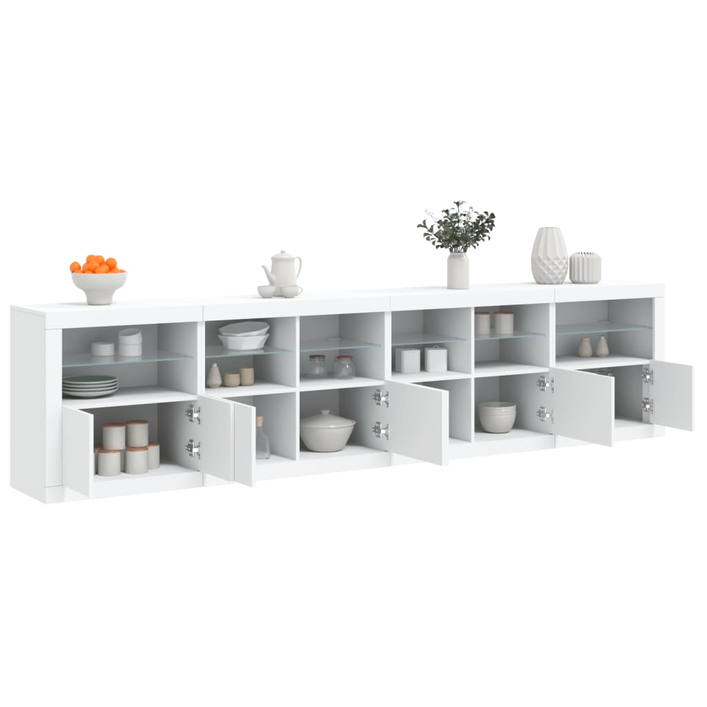 vidaXL Sideboard mit LED-Leuchten Weiß 283x37x67 cm