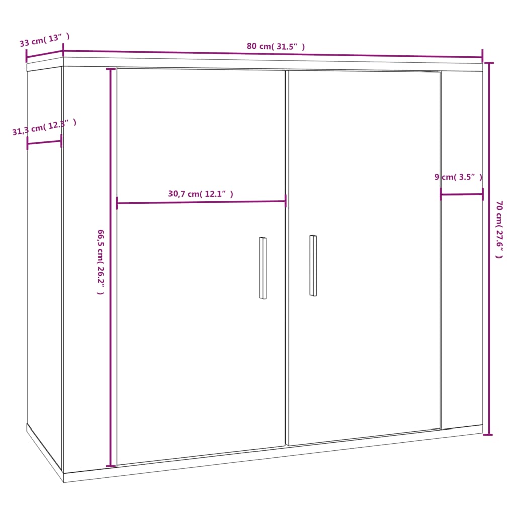 vidaXL Sideboard Betongrau 80x33x70 cm Holzwerkstoff