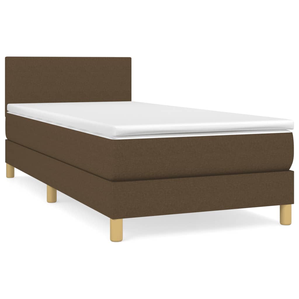 vidaXL Boxspringbett mit Matratze Dunkelbraun 90x200 cm Stoff