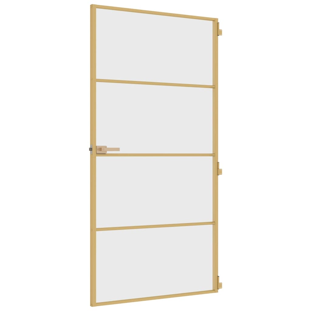 vidaXL Innentür Schlank Golden 102,5x201,5 cm Hartglas und Aluminium