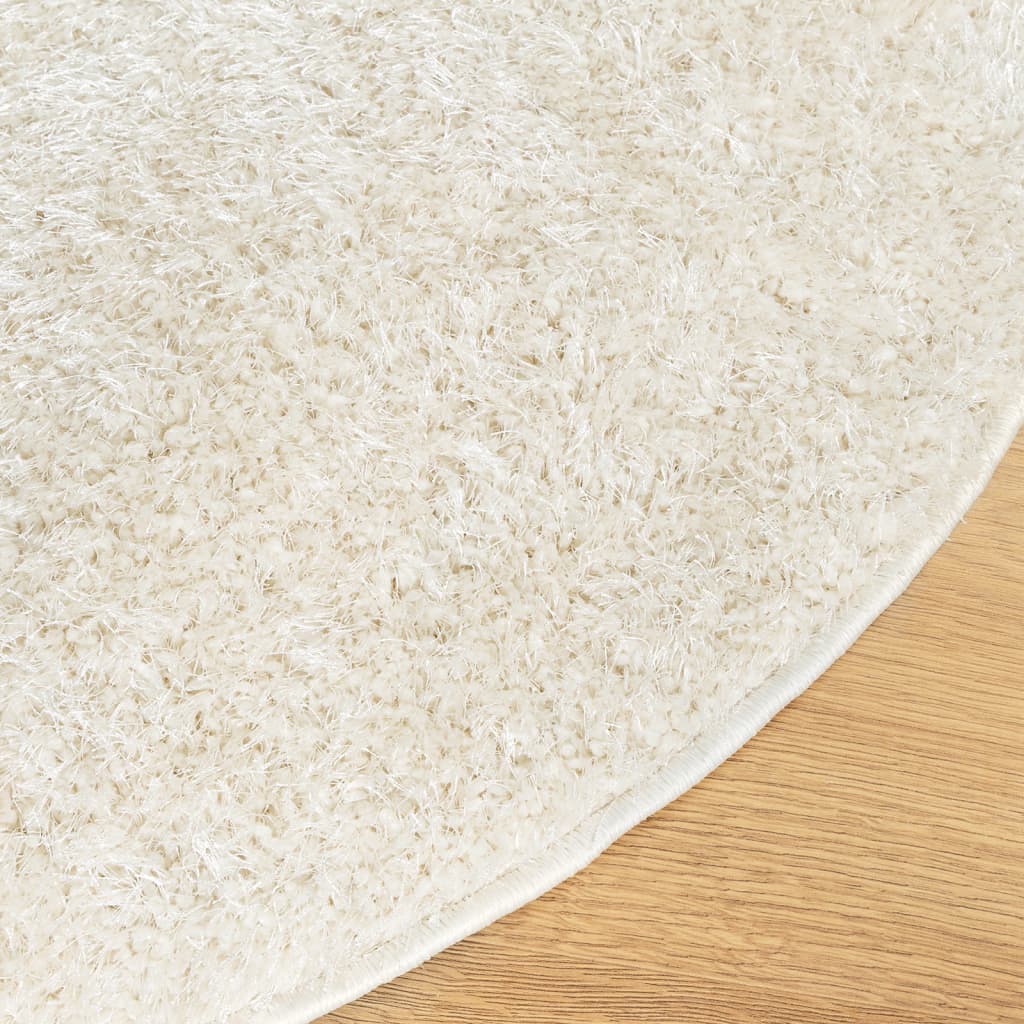 vidaXL Teppich ISTAN Hochflor Glänzend Creme Ø 100 cm