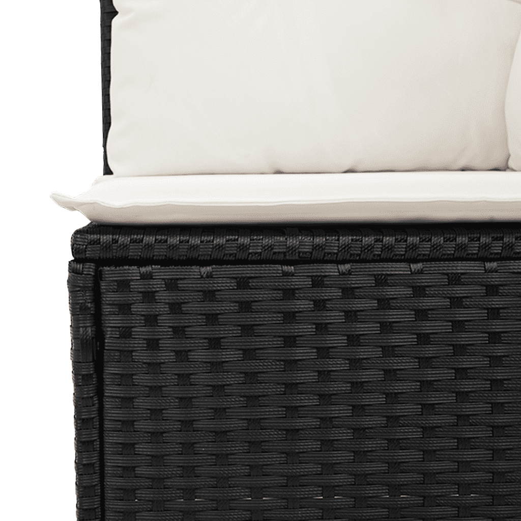 vidaXL 5-tlg. Garten-Sofagarnitur mit Kissen Schwarz Poly Rattan