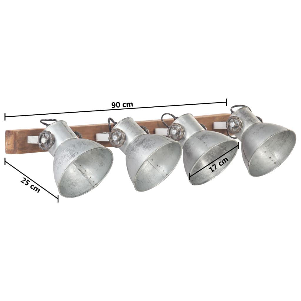 vidaXL Wandlampe Industriestil Silbern 90x25 cm E27