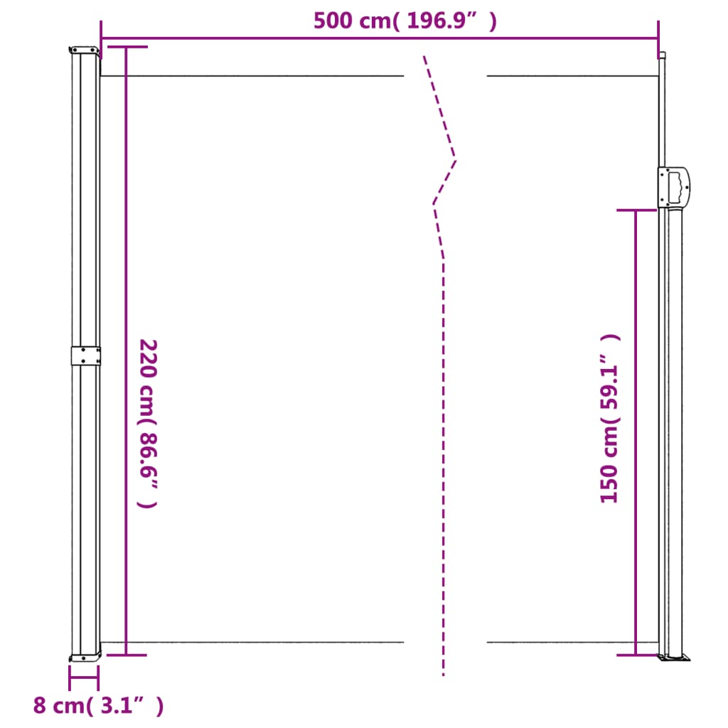 vidaXL Seitenmarkise Ausziehbar Taupe 220x500 cm