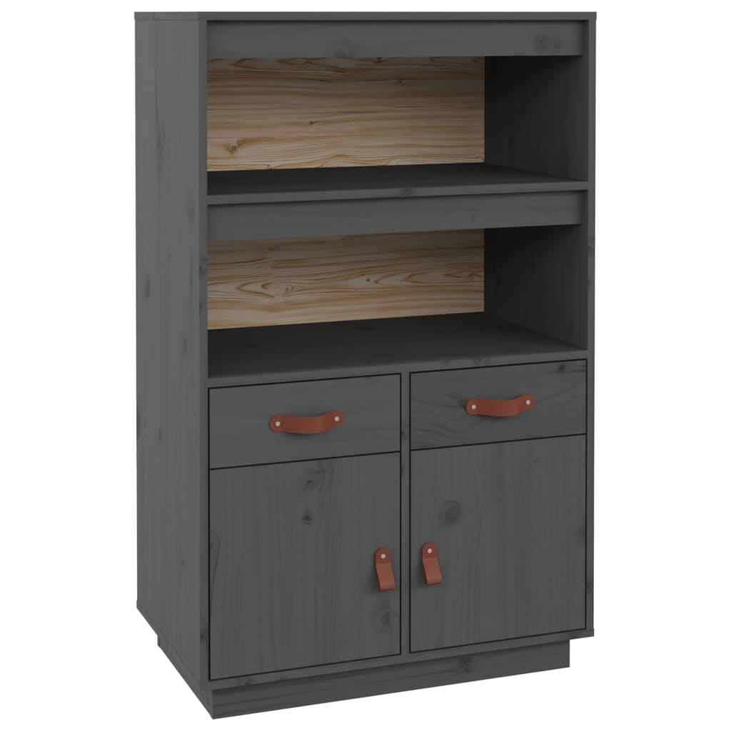 vidaXL Highboard Grau 67x40x108,5 cm Massivholz Kiefer