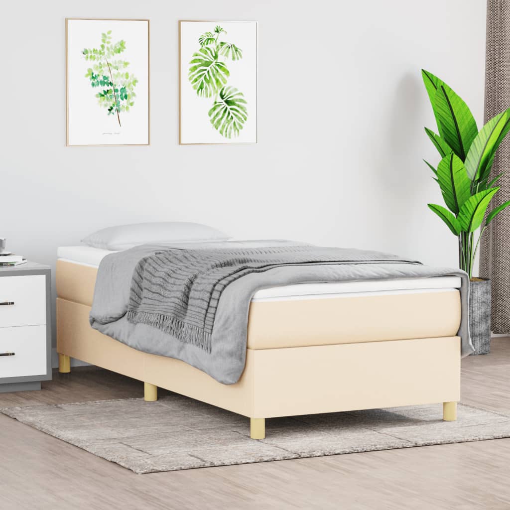 vidaXL Boxspringbett mit Matratze Creme 100x200 cm Stoff