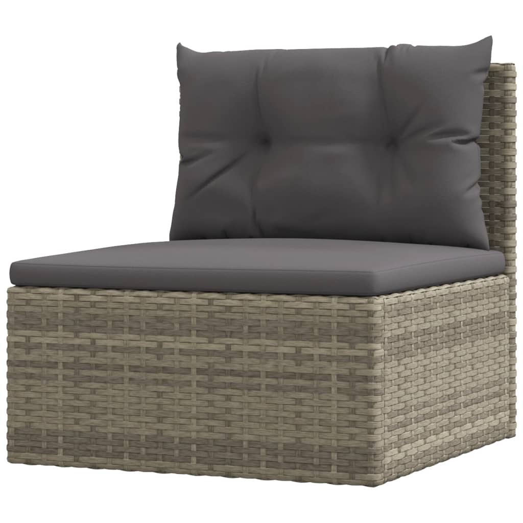 vidaXL 6-tlg. Garten-Lounge-Set mit Kissen Grau Poly Rattan