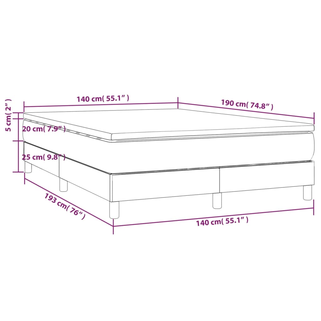 vidaXL Boxspringbett mit Matratze Taupe 140x190 cm Stoff