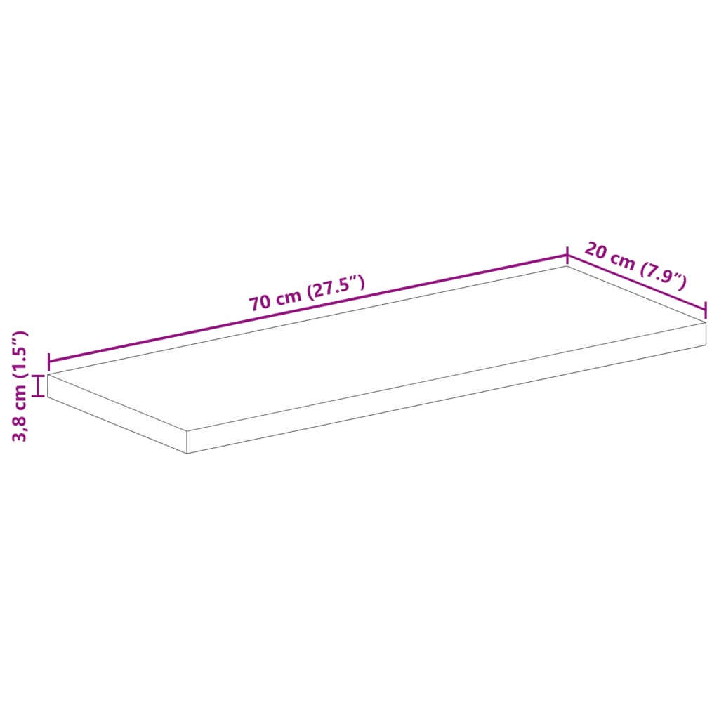 vidaXL Tischplatte 70x20x3,8 cm Rechteckig Altholz Massiv