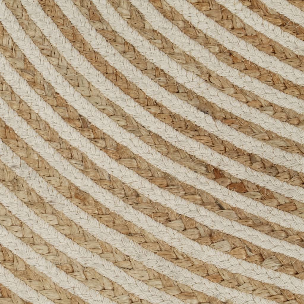 vidaXL Teppich Handgefertigt Jute mit Spiralen-Design Weiß 120 cm