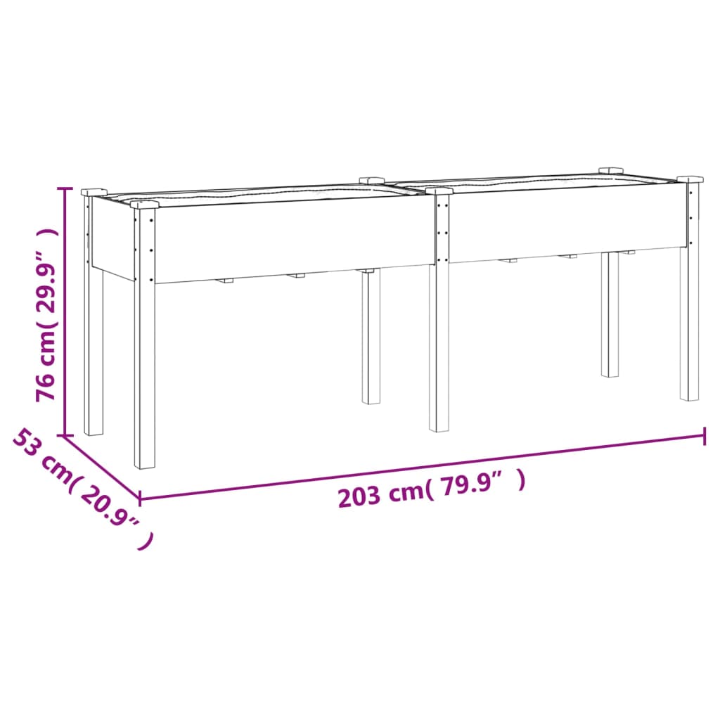 vidaXL Pflanzkübel mit Einsatz 203x53x76 cm Massivholz Tanne