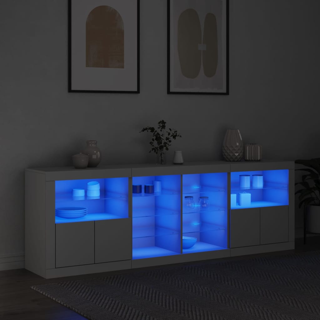 vidaXL Sideboard mit LED-Leuchten Weiß 202x37x67 cm