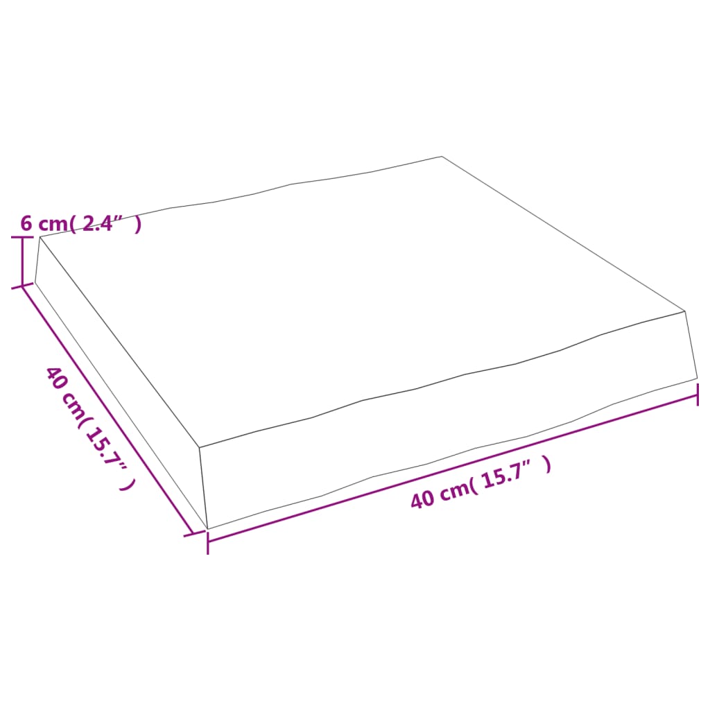 vidaXL Tischplatte 40x40x(2-6) cm Massivholz Behandelt Baumkante