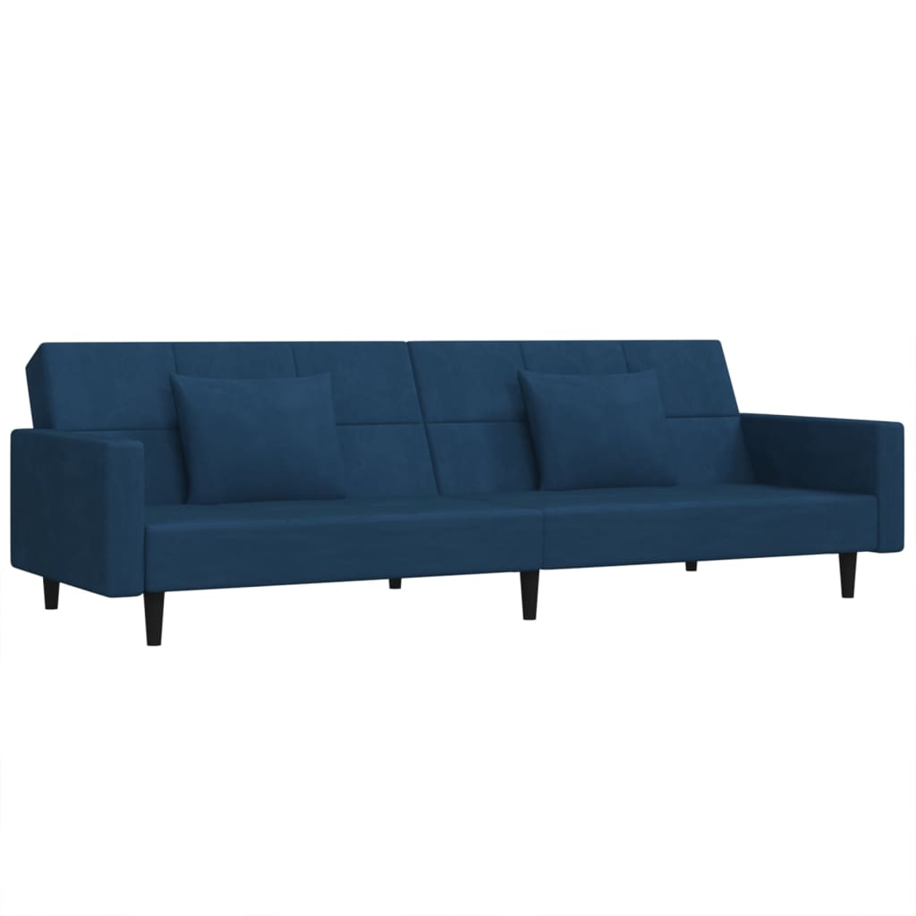 vidaXL Schlafsofa 2-Sitzer mit 2 Kissen Blau Samt